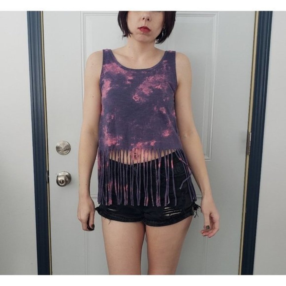 NWT Purple and Pink Tie-dye Fringe Tank‎